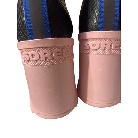 Sorel Womens Kinetic Conquest Heeled Boots Size 10 Black & Pink Snake-Embossed L - Picture 5 of 7